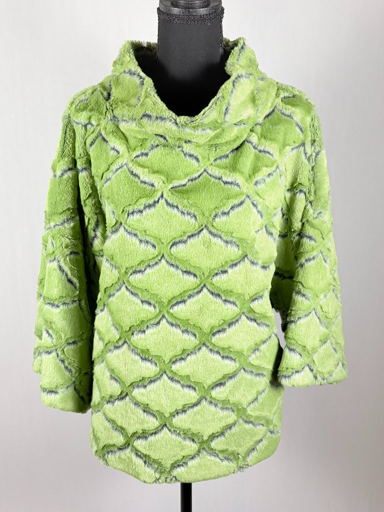 Ivy Jane | Lime Green Faux Fur Pullover | M | Plush Diamond Pattern | Nwot